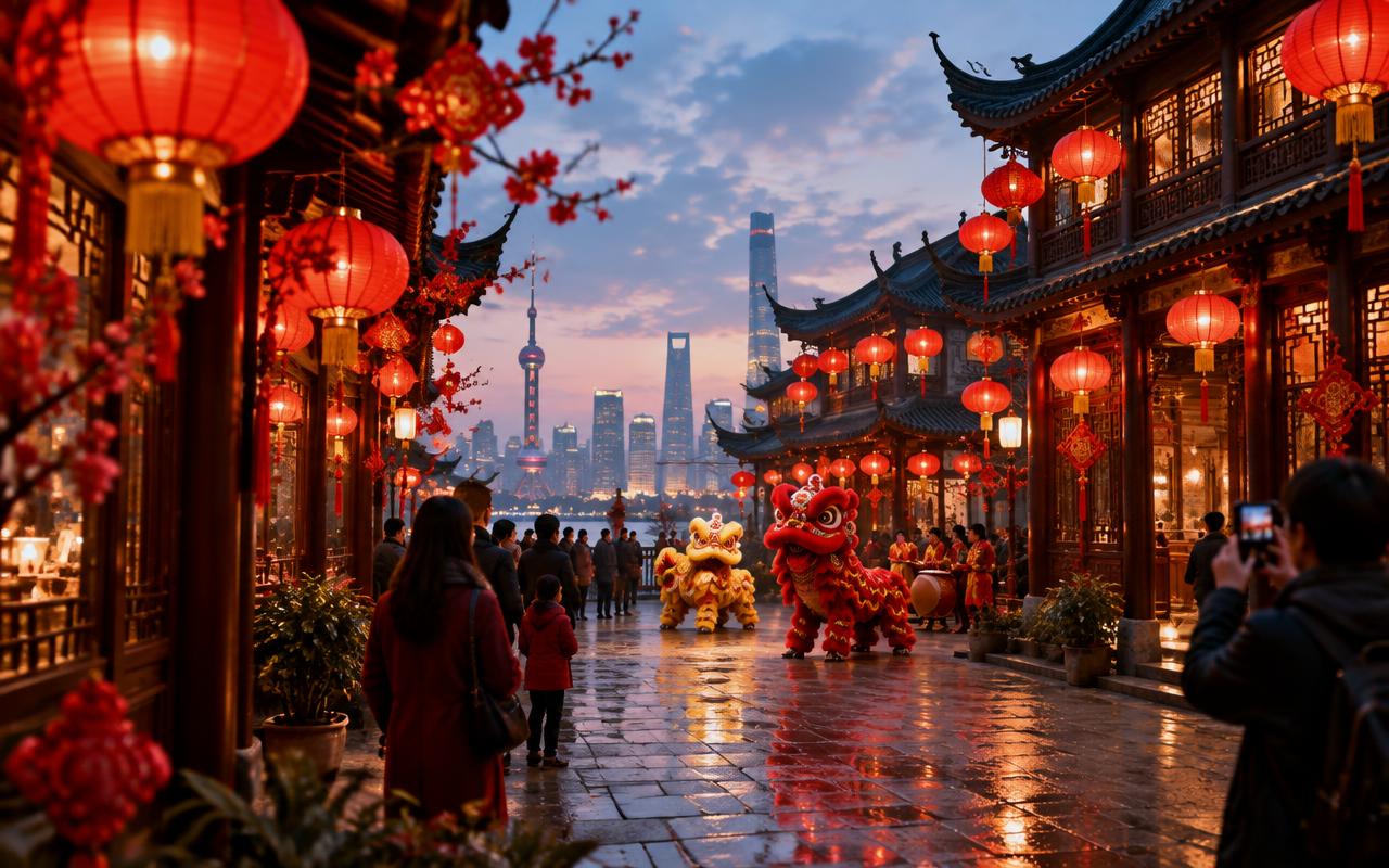 Chinese New Year / Spring Festival travel illustration