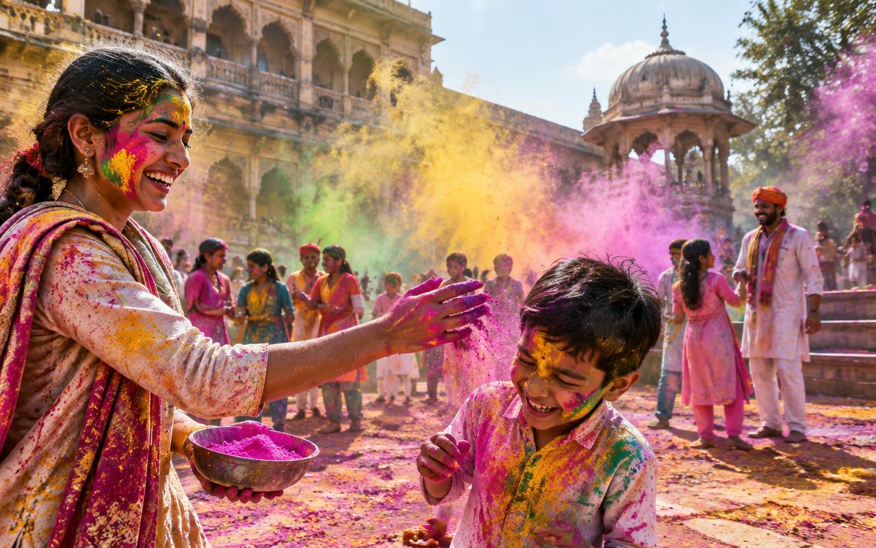 Holi travel illustration