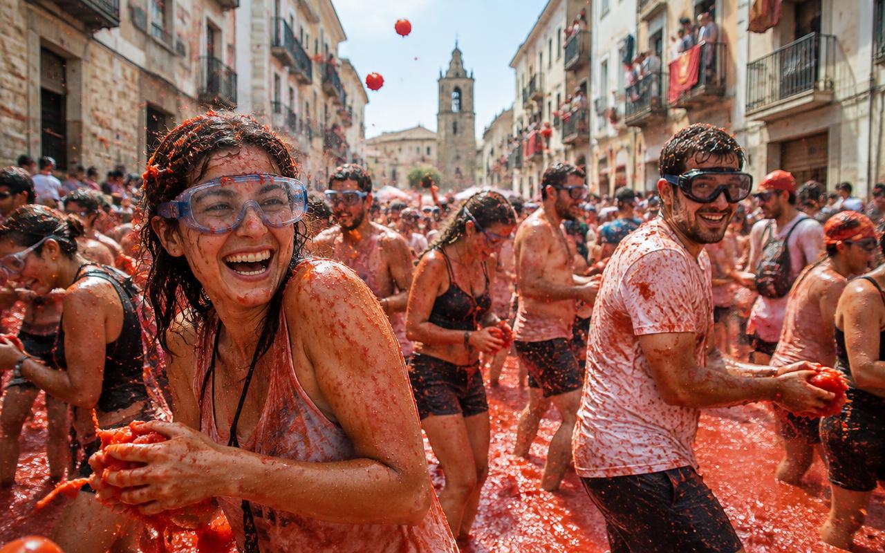 La Tomatina travel illustration